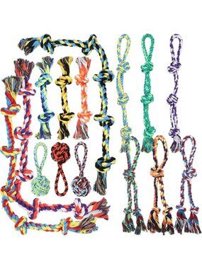 15 Pcs Heavy Duty Dog Rope Toys for Aggressive Chewers - Durable Tug Toys
